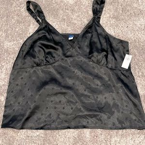 Old Navy black on black polka-DOTTED camisole style top NWT XL